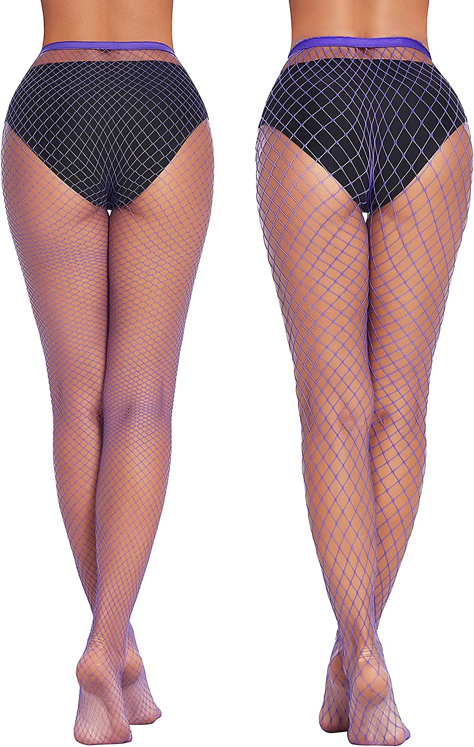 Purple diamond net fishnet stockings. Confident and sexy style, perfect for plus size outfits.