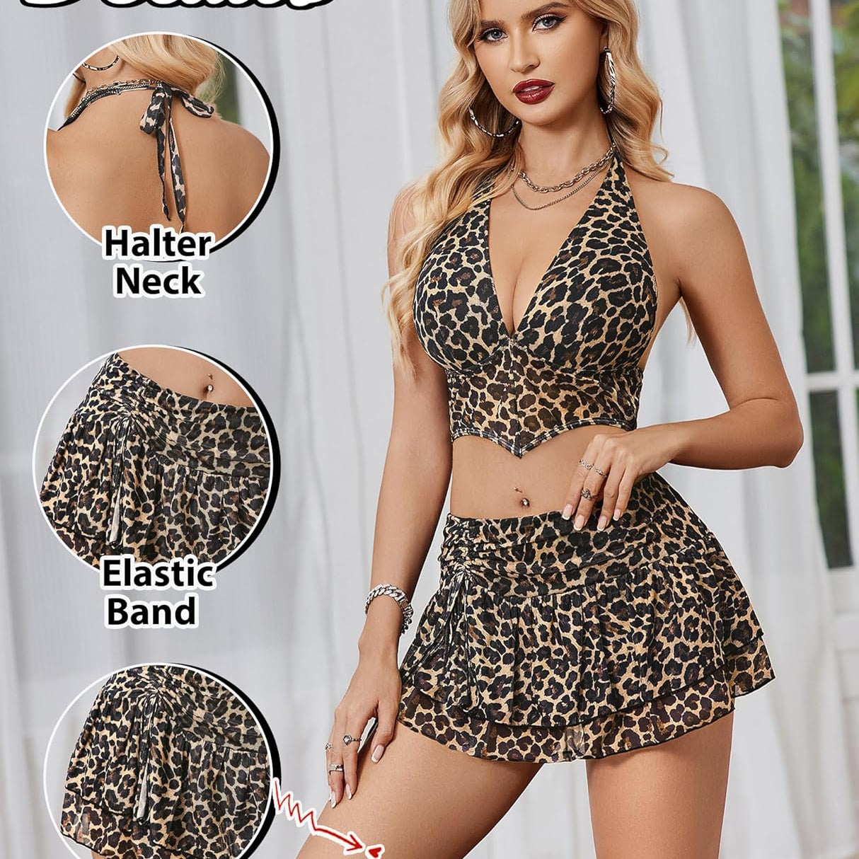 Halter Backless Tank Top Mini Skirt Set