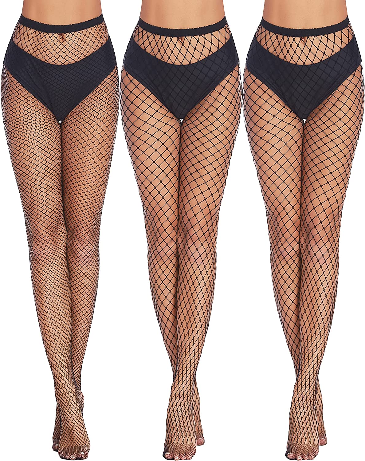 Plus size black fishnet stockings, diamond net pattern. Confident and sexy, perfect for outfits.