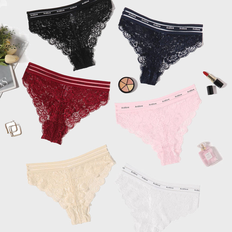 Avidlove floral lace hipster panty set in multiple colors, featuring soft lace and comfortable fit