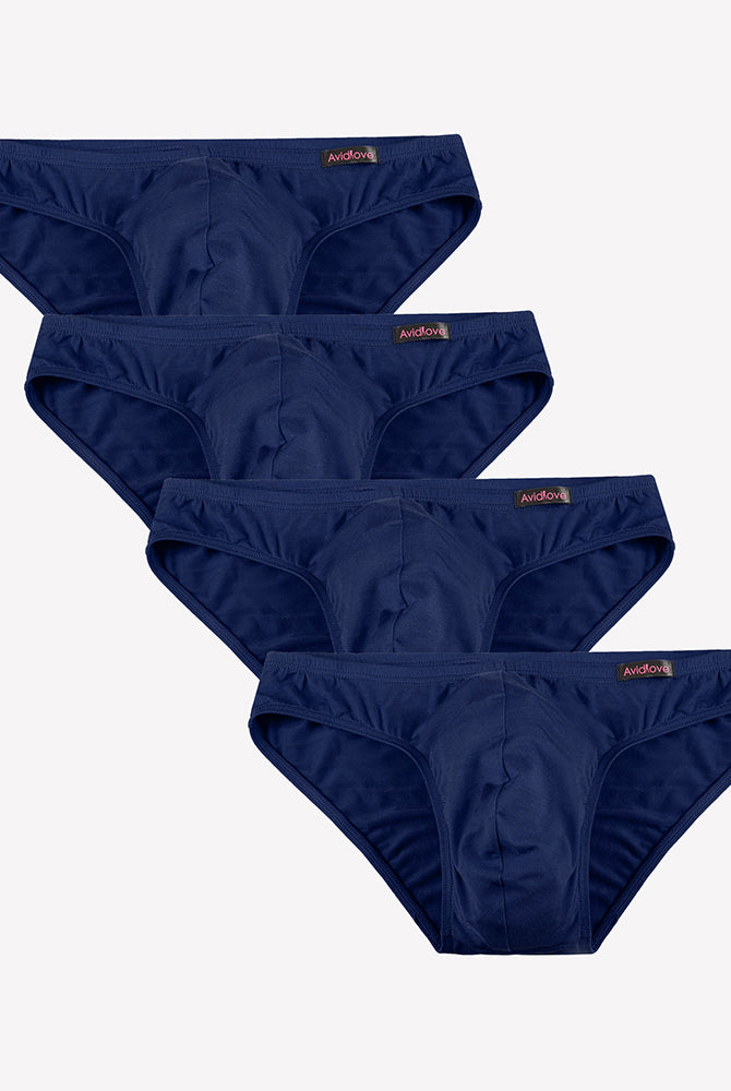 Men's low-rise hip briefs multipack: navy blue microfiber briefs (4-pack)