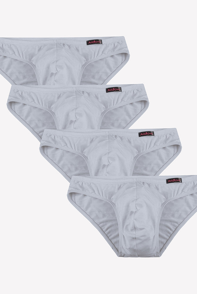 Men's low-rise hip briefs multipack: light gray microfiber briefs (4-pack)