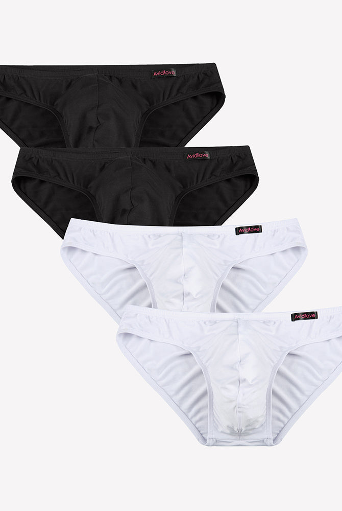 Men's low-rise hip briefs set with black and white briefs