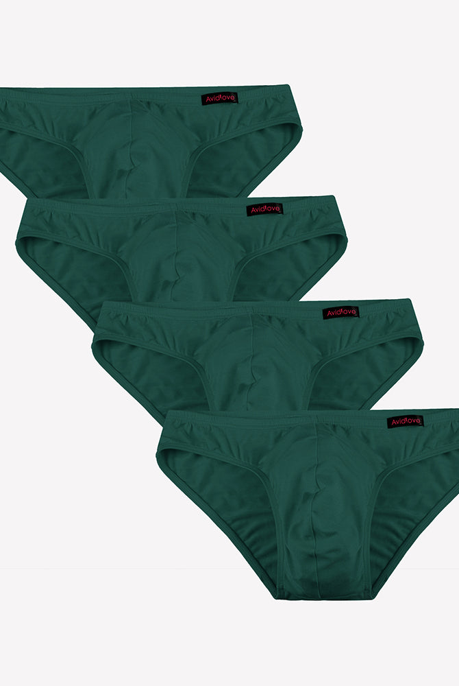 Men's low-rise hip briefs multipack: dark green microfiber briefs (4-pack)