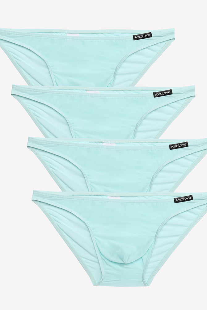 Men's low-rise briefs 4-pack in light blue tones with matching waistband