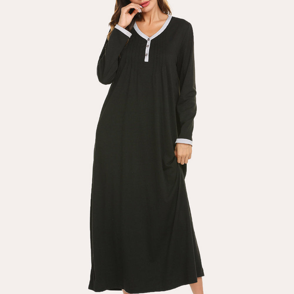 Long Sleeve Front Pleated Nightgown (US Only)