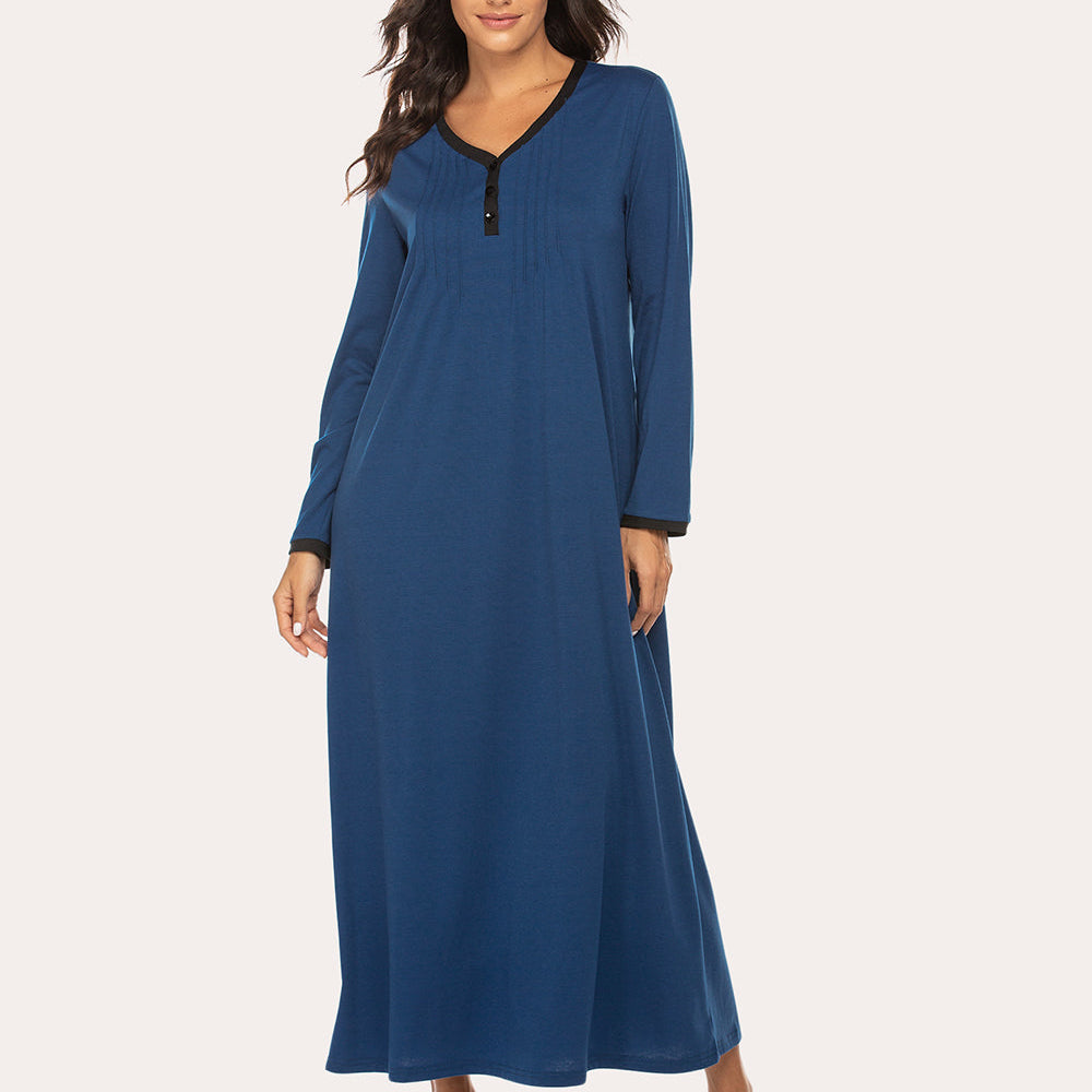 Long Sleeve Front Pleated Nightgown (US Only)