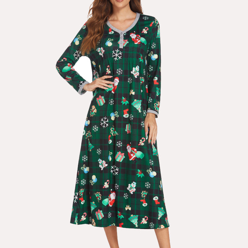 Long Sleeve Front Pleated Nightgown (US Only)