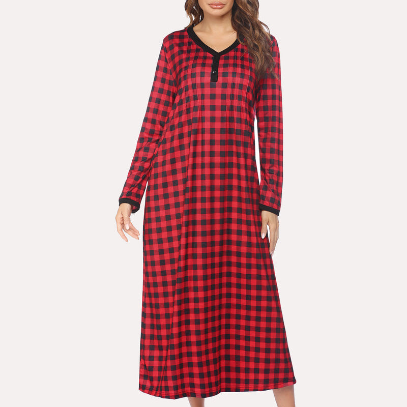 Long Sleeve Front Pleated Nightgown (US Only)