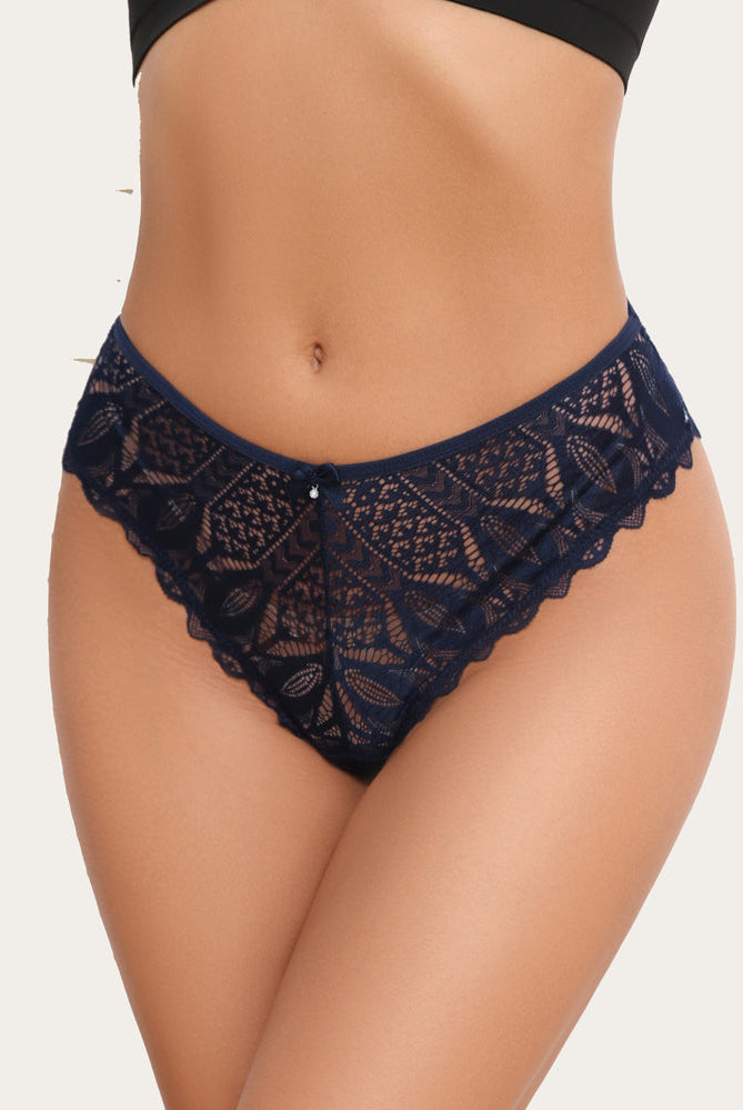 Avidlove navy blue lace cheeky panties. Delicate lace, wavy trim, and comfortable sexy design.