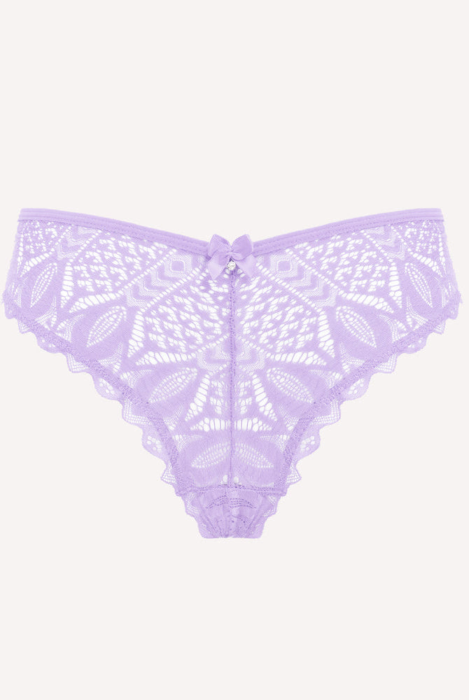 Avidlove lavender lace Cheeky Panties with bow detail, sexy and comfortable underwear.