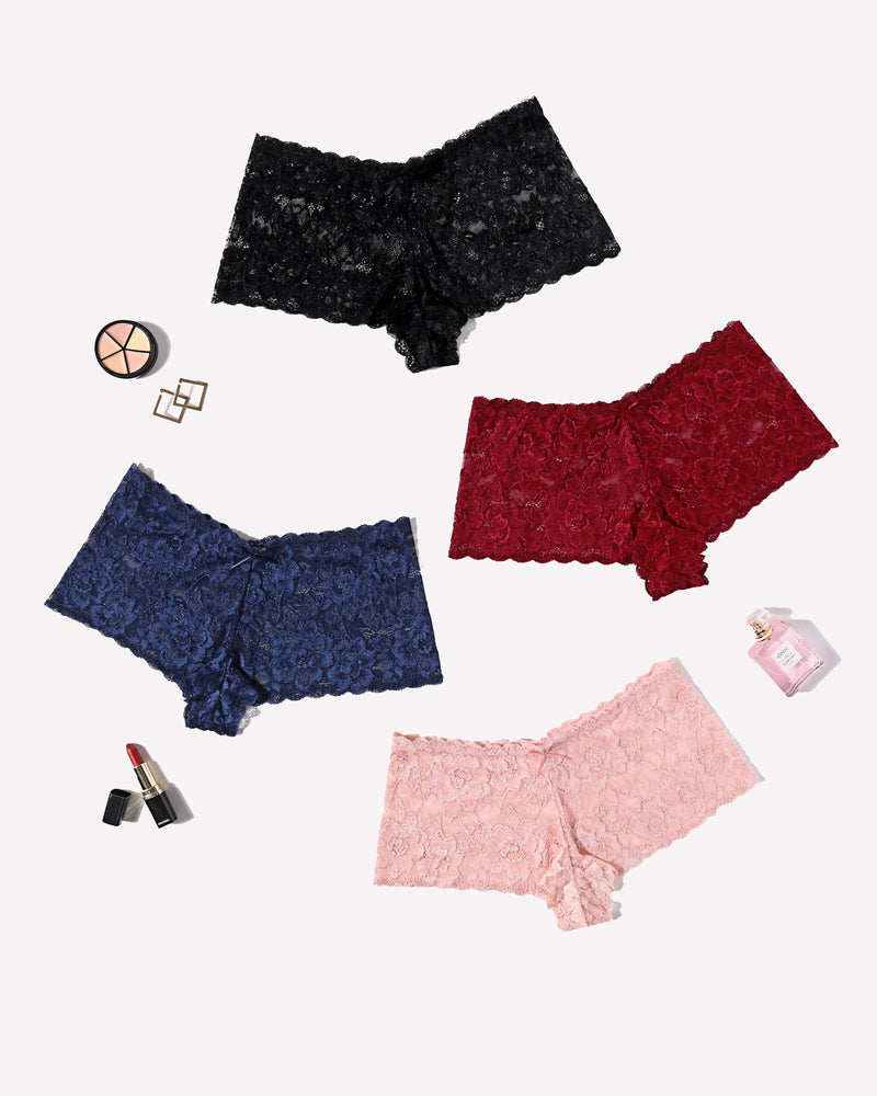 Avidlove multi-color floral lace panties set; soft stretch, delicate lace trim, mid-rise design