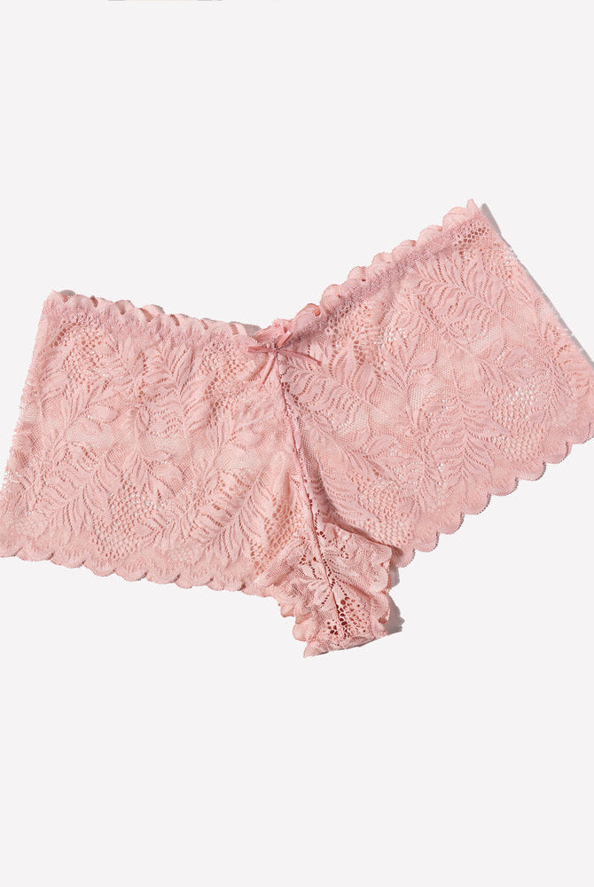 Avidlove Pink Floral Lace Panties, mid-rise style with soft stretch fabric and delicate lace trim.