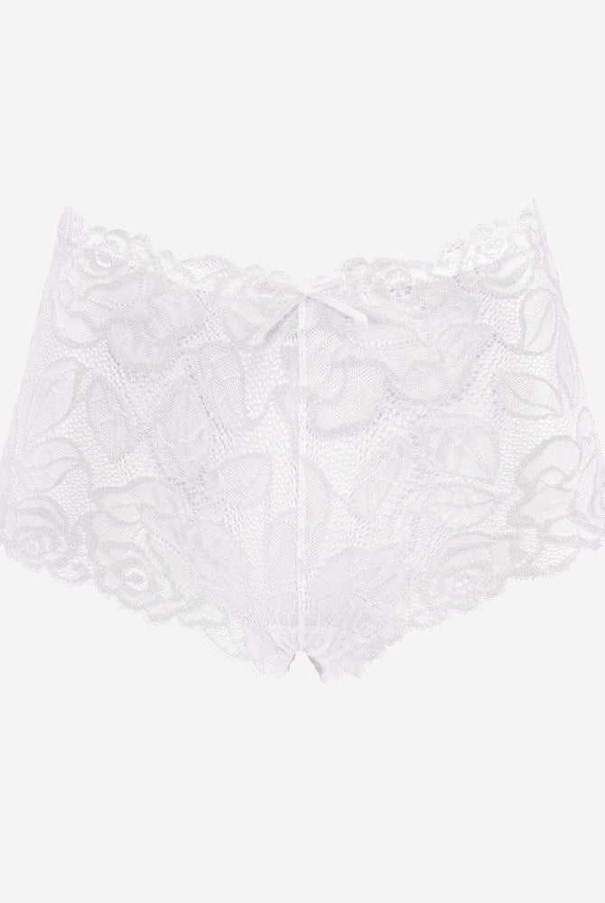 Avidlove white floral lace mid-rise panties; soft stretch, delicate trim, and a small bow detail.