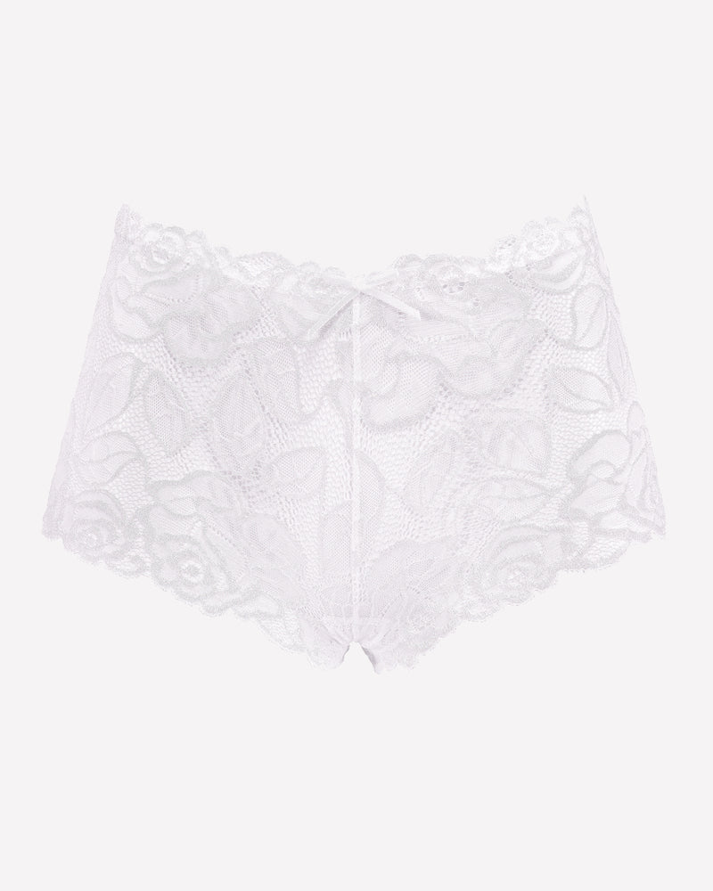 Avidlove white floral lace mid-rise panties; soft stretch, delicate trim, and a small bow detail.