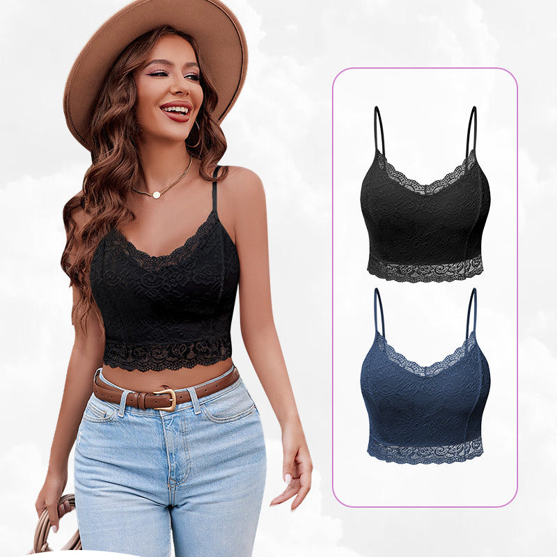 Avidlove Black Lace Tank Top, Navy & Black Bralettes, Floral Lace, V-neck, Sexy Lingerie
