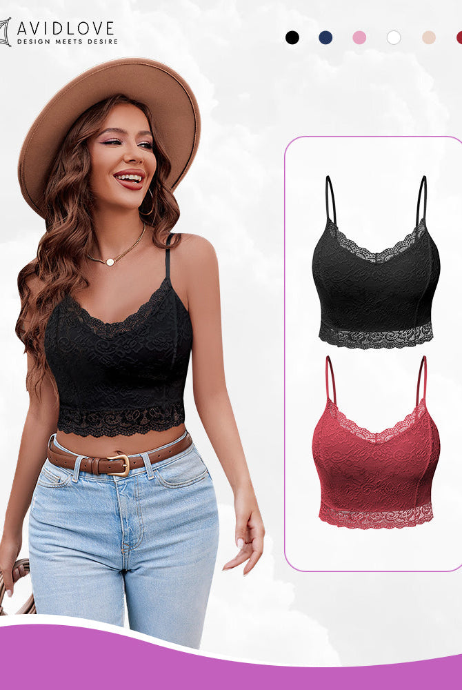 Avidlove 2 Pack Lace Tank Top, black bralette with red option, design meets desire