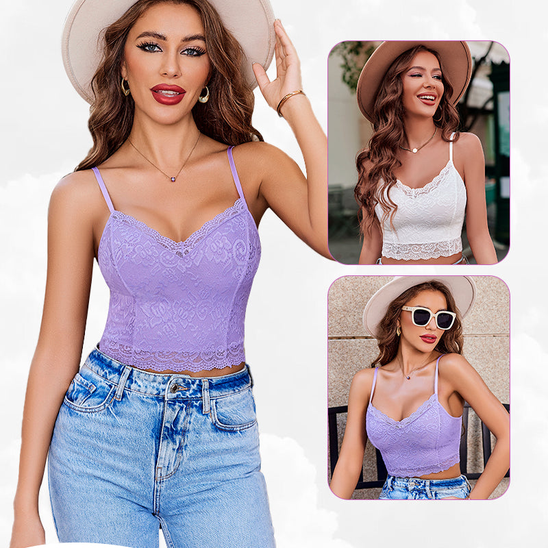 Avidlove lavender lace tank, floral bralette. Sexy with jeans. 2-pack, includes white.