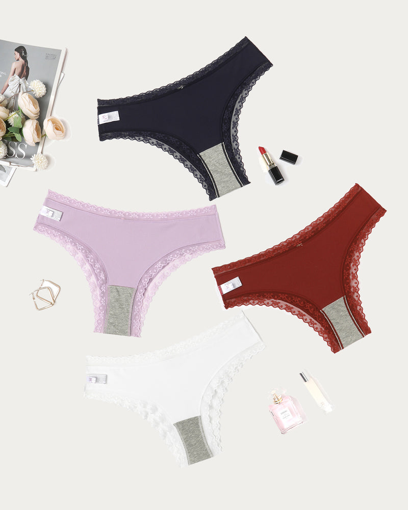 Avidlove Hipster Panties: Lace trim brief underwear in assorted colors