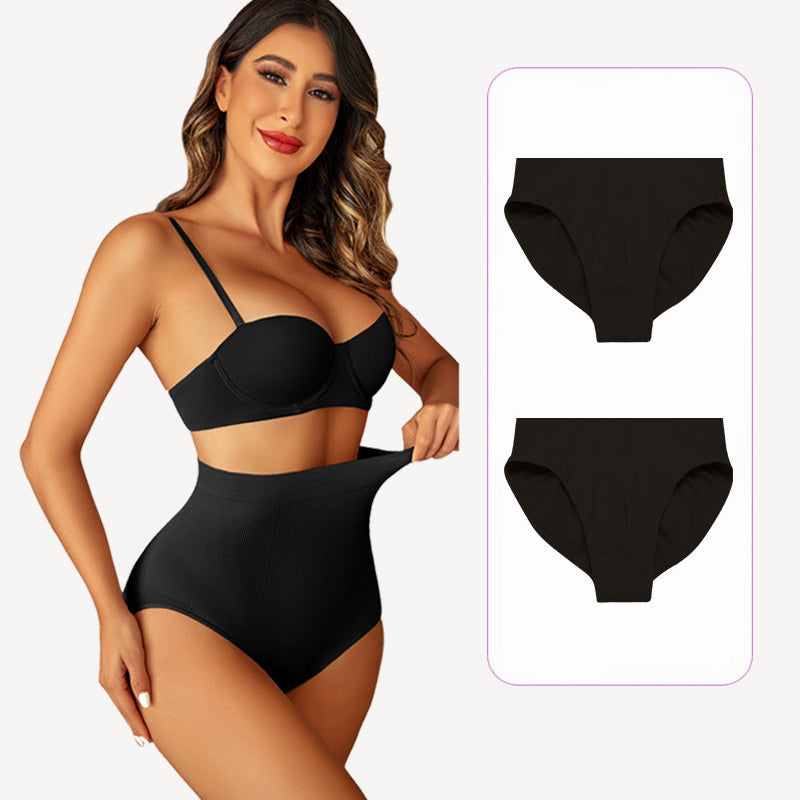Avidlove black high-waist tummy control shapewear panty and bra set, smooth, seamless design