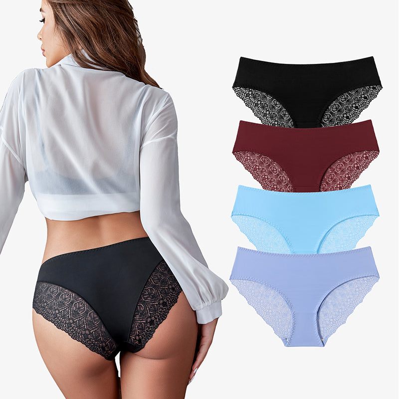 Black lace hipster panties with color options black burgundy light blue lavender.