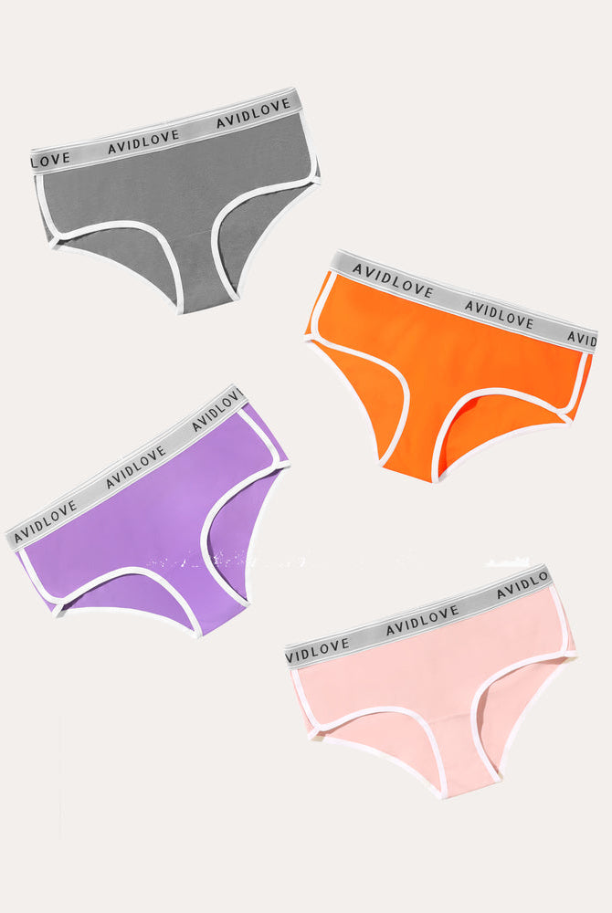 Avidlove 4-piece set of colorful cotton hipster panties, comfortable for daily wear.