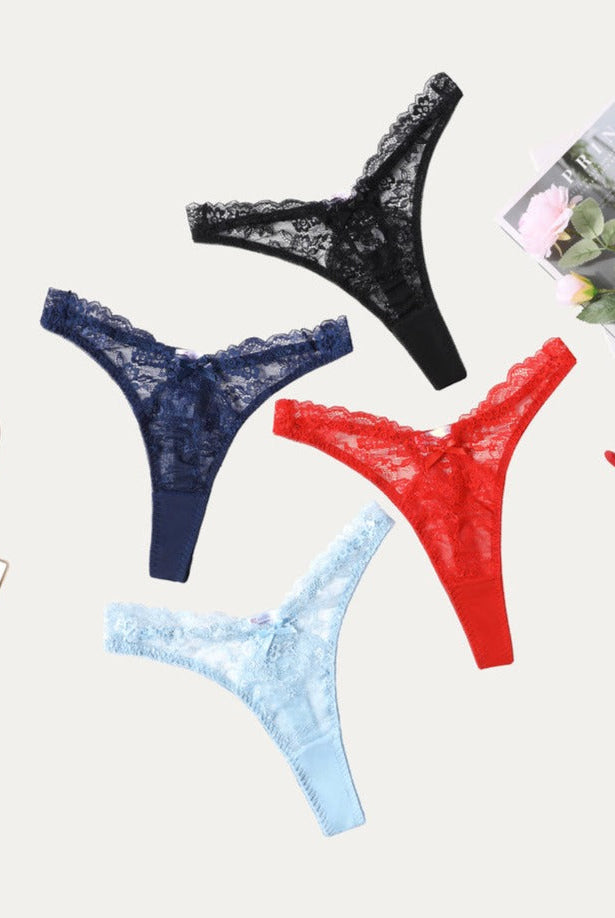 Avidlove Lace G-string set in assorted colors. Sexy floral lace thong panties.