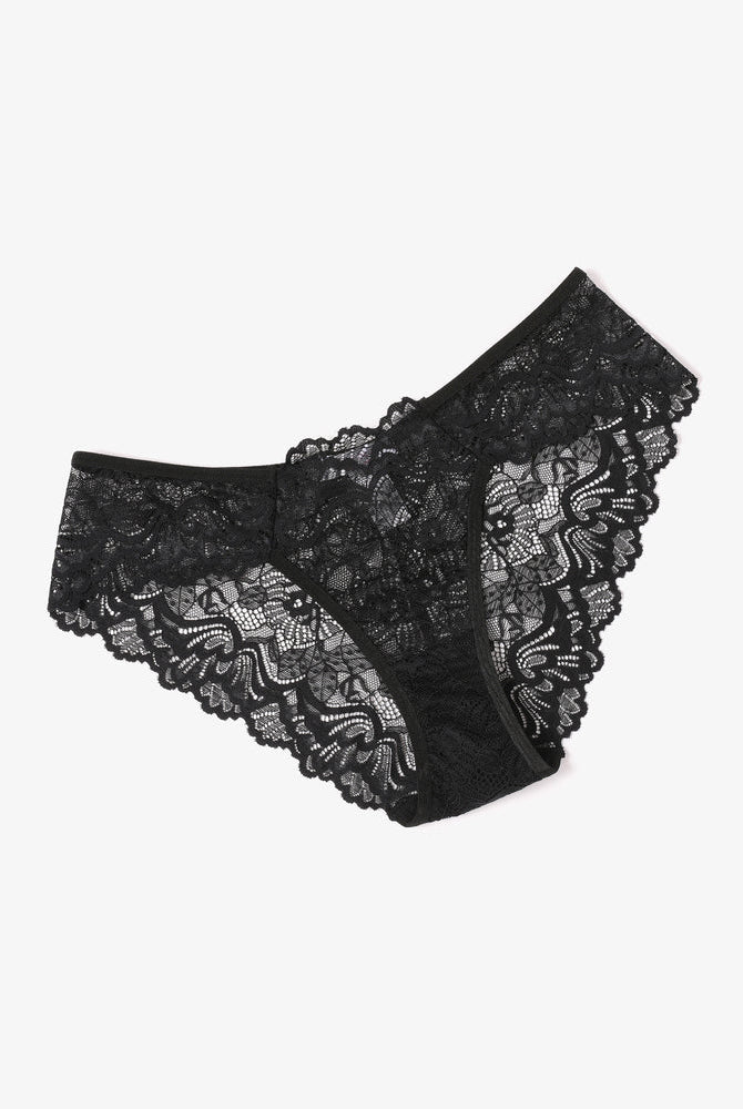 Avidlove black lace hipster panties with low-rise and breathable floral lace design
