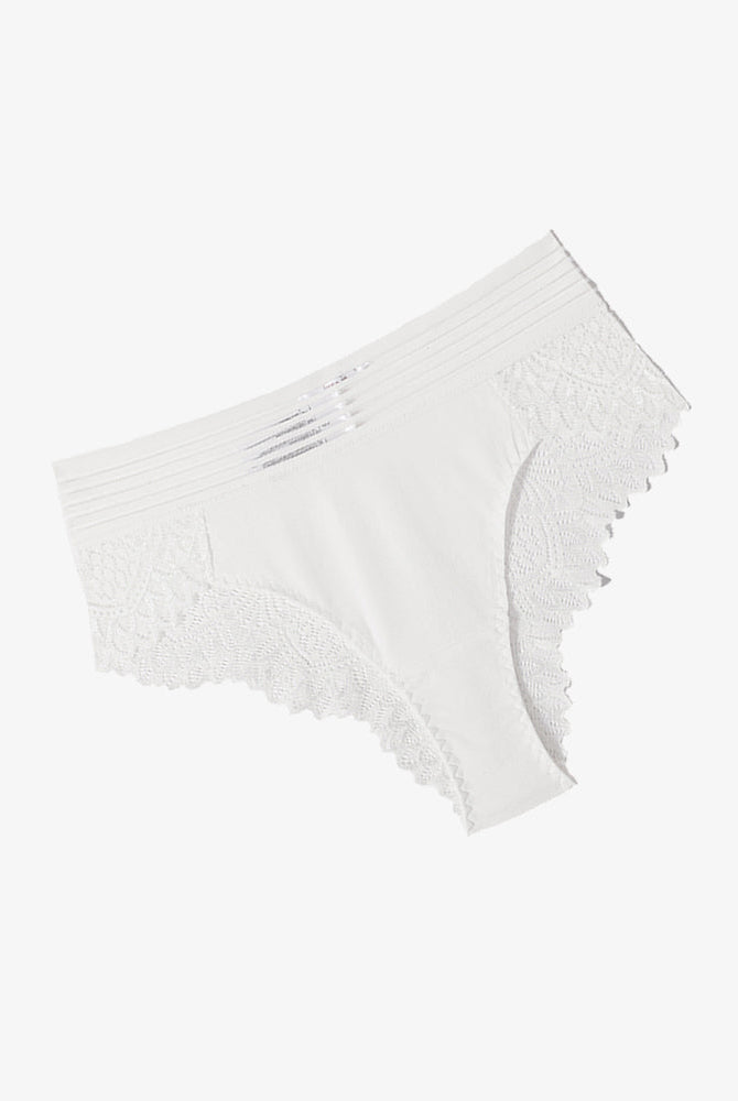 White lace cheeky hipster panties with cotton blend and comfortable design lingerie