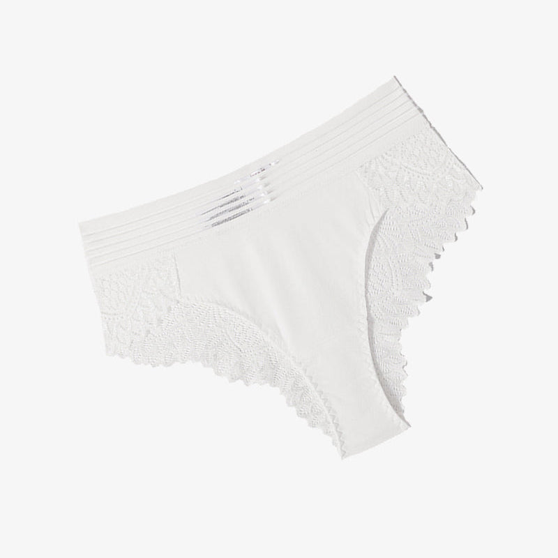 White lace cheeky hipster panties with cotton blend and comfortable design lingerie