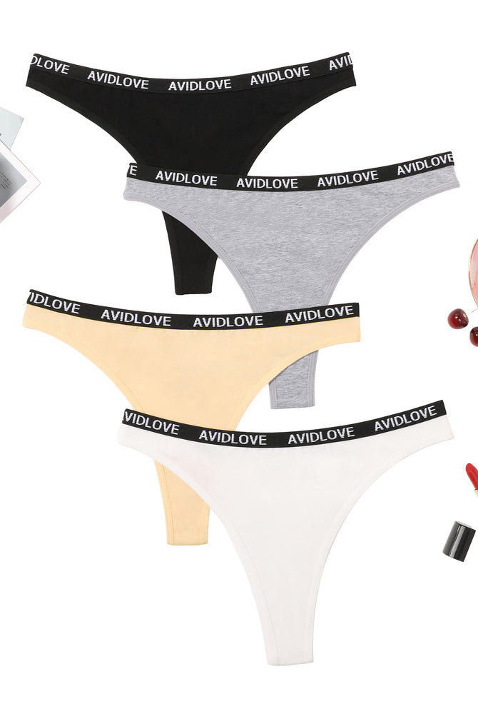 Avidlove cotton thongs in various colors. Low-rise, comfortable and breathable lingerie.
