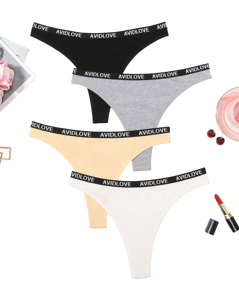 Avidlove cotton thongs in various colors. Low-rise, comfortable and breathable lingerie.