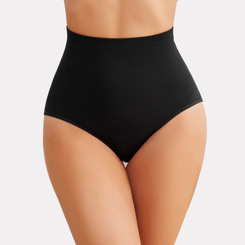 Black Tummy Control Thong Shapewear - High-waisted and designed to accentuate curves.