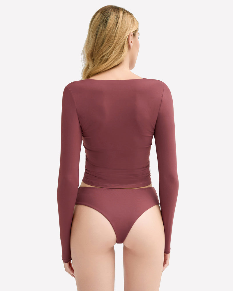 Mauve Y2k lingerie set: Square neck top and panties. Soft, stretchy fabric. Sexy and stylish.