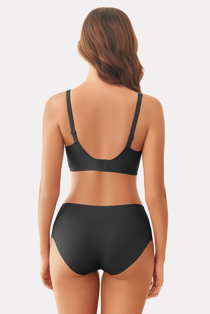 Avidlove black full coverage wireless bra and panty set for comfort and support