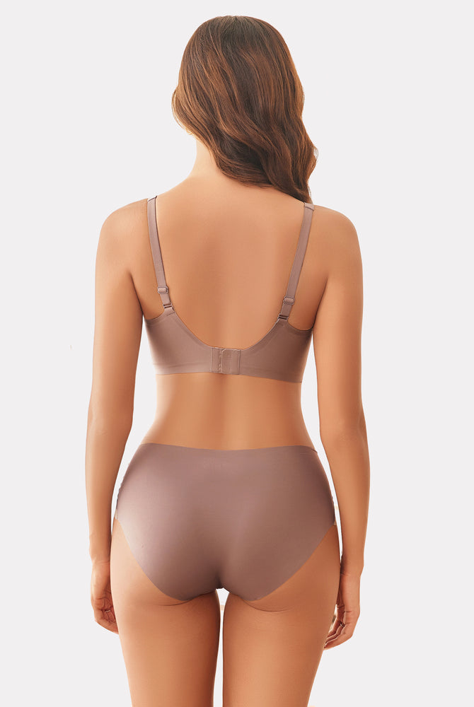 Avidlove full coverage bra and panty set in neutral color, wireless design for comfort and support
