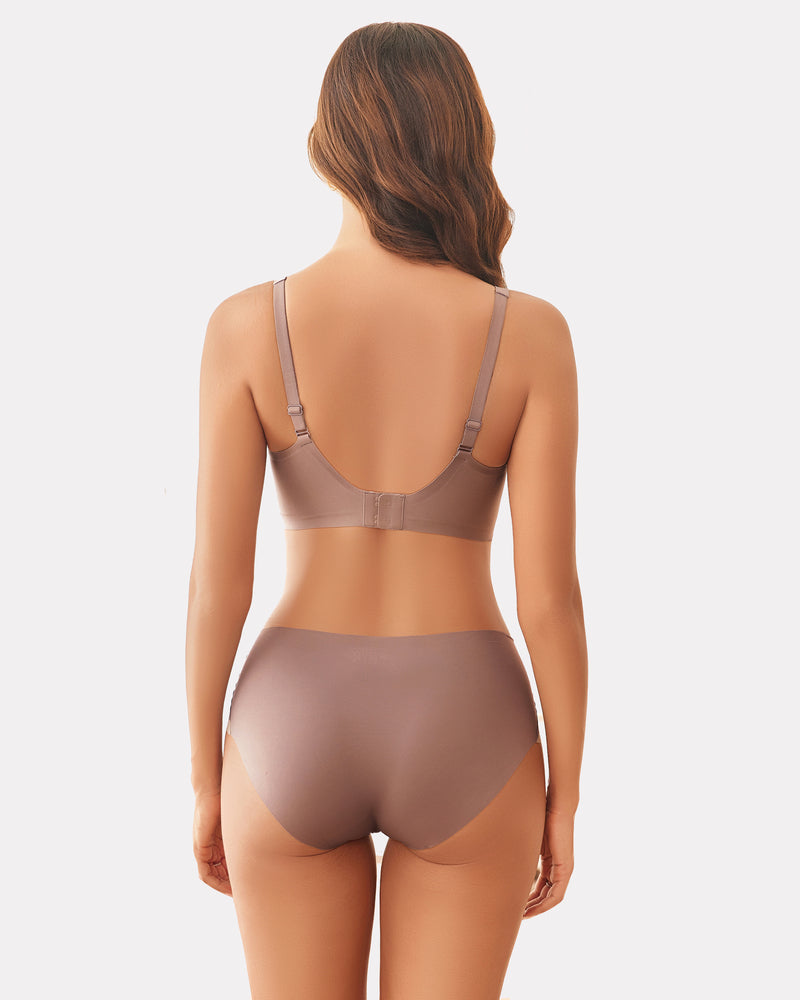 Avidlove full coverage bra and panty set in neutral color, wireless design for comfort and support
