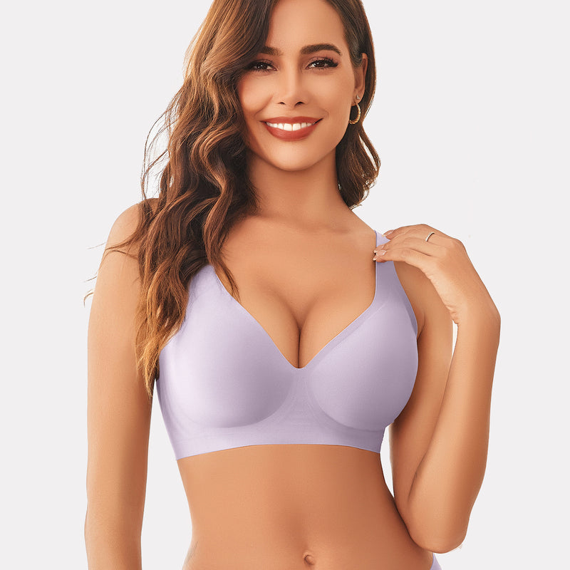 Avidlove wireless full coverage bra in light purple, designed for comfort and support for women