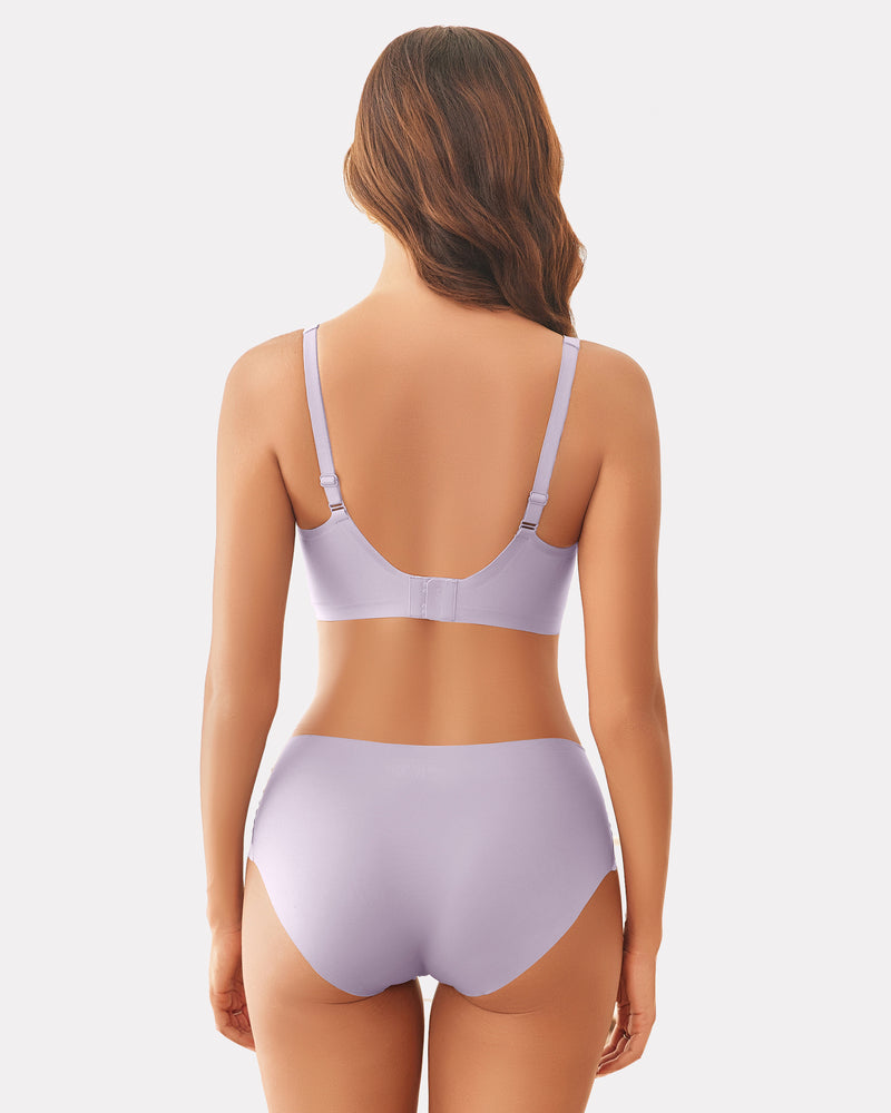 Light purple Avidlove wireless full coverage bra and panty set for women, comfortable design