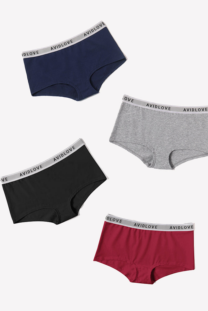 Avidlove cotton full coverage shorts in multiple colors, low-rise, Avidlove brand.