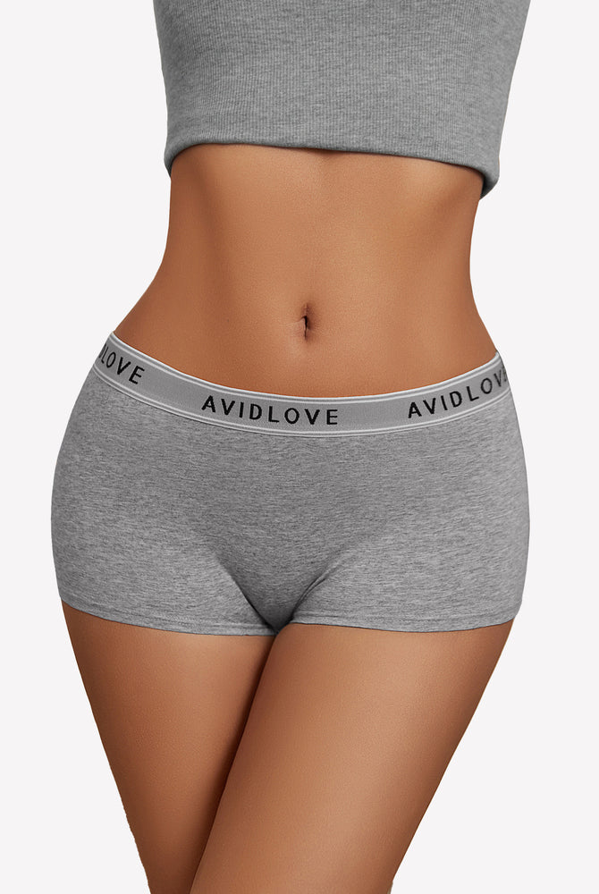 Avidlove gray cotton full coverage shorts, low-rise, Avidlove brand, comfortable and breathable.