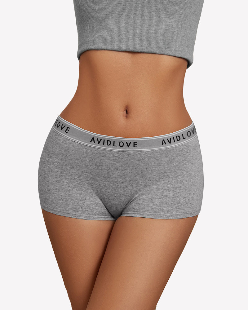 Avidlove gray cotton full coverage shorts, low-rise, Avidlove brand, comfortable and breathable.