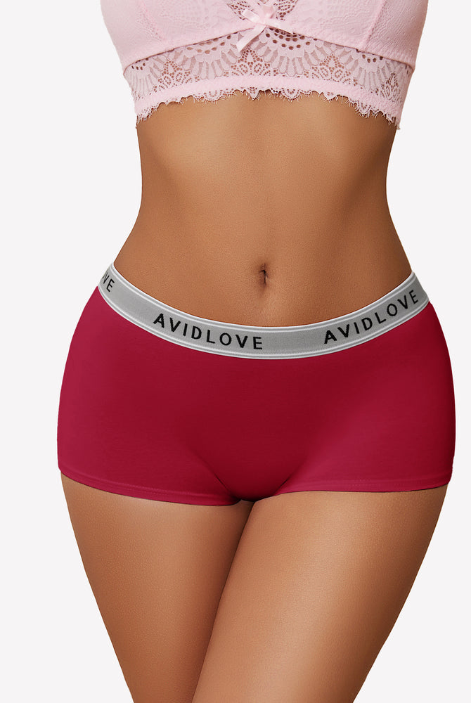 Avidlove red cotton shorts, low-rise, Avidlove brand, full coverage, comfortable and breathable.