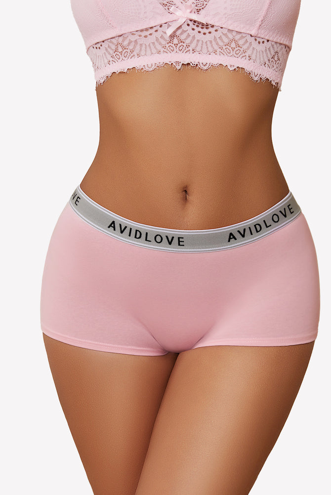 Avidlove pink cotton full coverage shorts, low-rise, Avidlove brand, comfortable and breathable.