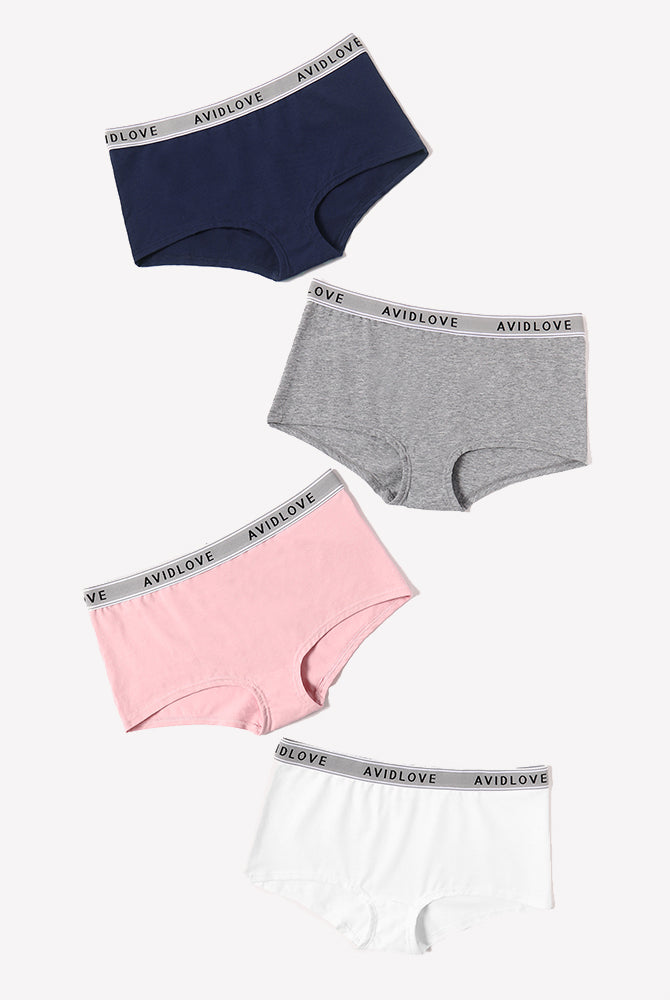 Avidlove cotton full coverage shorts, low-rise, multiple colors, Avidlove brand.