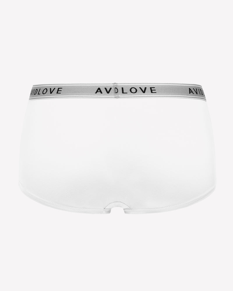 Avidlove Cotton Panties Full Coverage Shorts in White with Brand Logo on Waistband