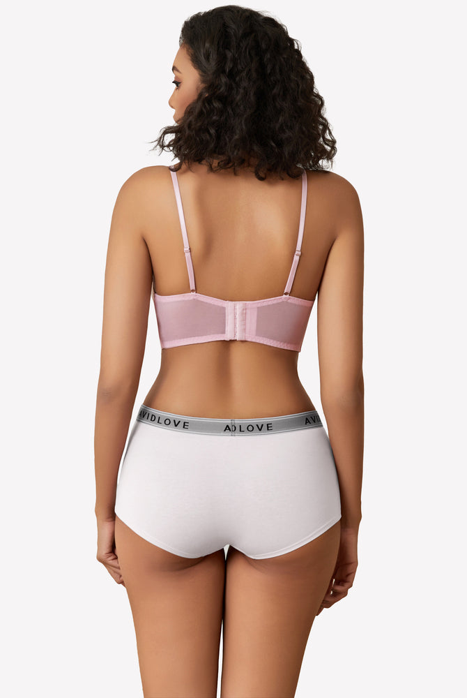Avidlove white cotton full coverage shorts and bra set, low-rise, comfortable and breathable.