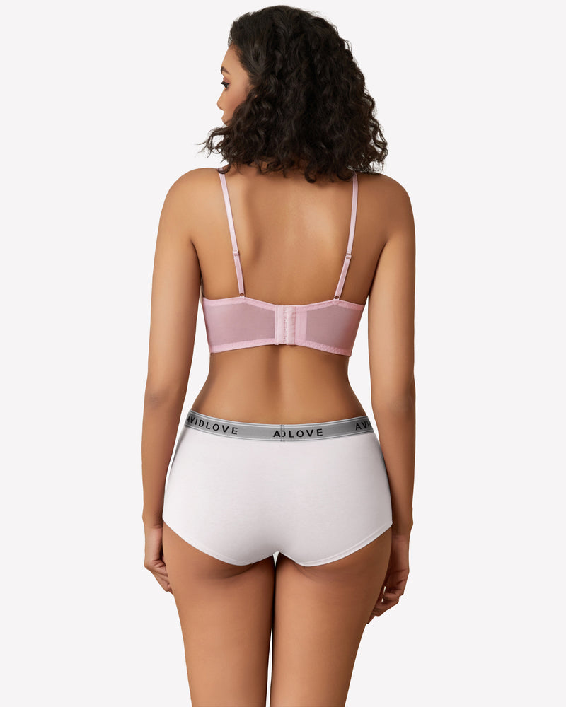 Avidlove white cotton full coverage shorts and bra set, low-rise, comfortable and breathable.