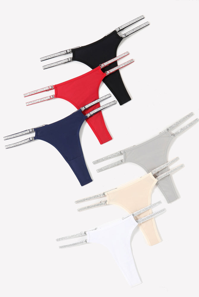 Low Waist Brazilian Tanga Panties in multiple colors with flashing strap details