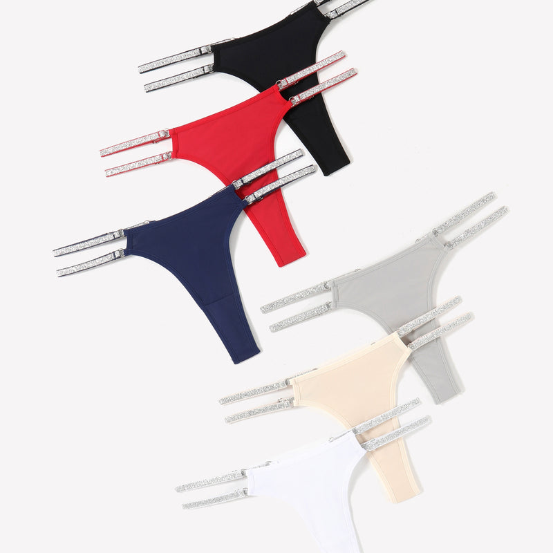Low Waist Brazilian Tanga Panties in multiple colors with flashing strap details